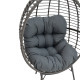 Πολυθρόνα Nestie  wicker rattan γκρι-μεταλλικό γκρι πόδι-γκρι μαξιλάρι 102x80x155εκ **