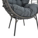 Πολυθρόνα Nestie  wicker rattan γκρι-μεταλλικό γκρι πόδι-γκρι μαξιλάρι 102x80x155εκ **