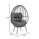 Πολυθρόνα Nestie wicker rattan γκρι-μεταλλικό γκρι πόδι-γκρι μαξιλάρι 102x80x155εκ **