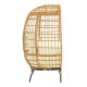 Πολυθρόνα Frox wicker rattan φυσικό-μεταλλικό φυσικό-μαύρο πόδι-μπεζ μαξιλάρι 96x76x145εκ **