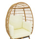 Πολυθρόνα Frox wicker rattan φυσικό-μεταλλικό φυσικό-μαύρο πόδι-μπεζ μαξιλάρι 96x76x145εκ **