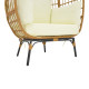 Πολυθρόνα Frox wicker rattan φυσικό-μεταλλικό φυσικό-μαύρο πόδι-μπεζ μαξιλάρι 96x76x145εκ **