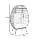 Πολυθρόνα Frox wicker rattan φυσικό-μεταλλικό φυσικό-μαύρο πόδι-μπεζ μαξιλάρι 96x76x145εκ **
