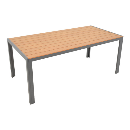 Τραπέζι Nares αλουμίνιο ανθρακί-plywood φυσικό 180x90x72.5εκ **