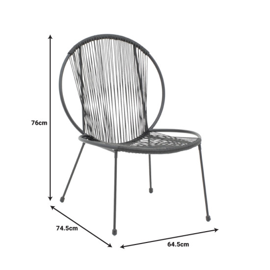 Καρέκλα κήπου Dapper μαύρο μέταλλο-pe μαύρο 64.5x71x92.5εκ **