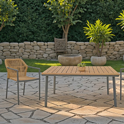 Τραπέζι Griffith ανθρακί αλουμίνιο και plywood σε φυσική απόχρωση 160x90x74εκ **