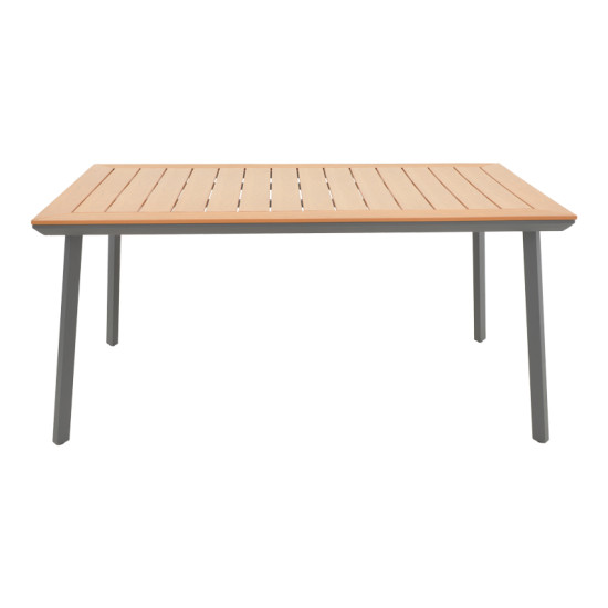 Τραπέζι Griffith μαύρο αλουμίνιο και plywood σε φυσική απόχρωση 160x80x74εκ **