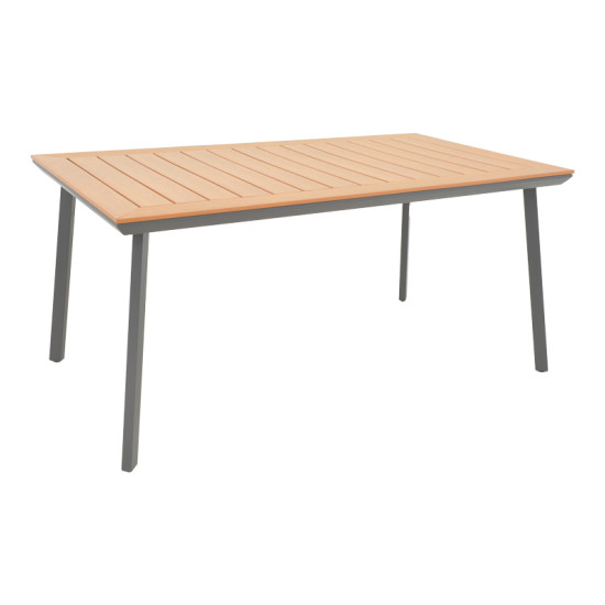 Τραπέζι Griffith μαύρο αλουμίνιο και plywood σε φυσική απόχρωση 160x80x74εκ **