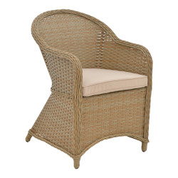 Πολυθρόνα κήπου Hadrian rattan καφέ- textilene μπεζ 57x70x85εκ **