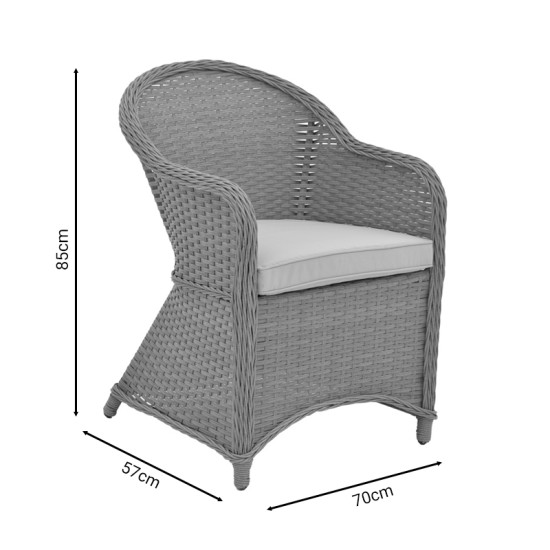 Πολυθρόνα κήπου Hadrian pakoworld rattan καφέ- textilene μπεζ 70x57x85εκ