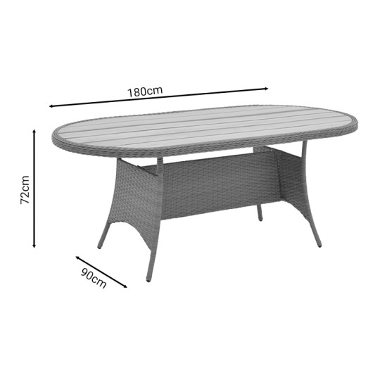Τραπέζι Keir rattan-αλουμίνιο καφέ 180x90x72εκ **