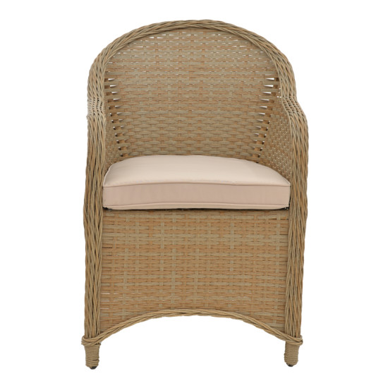 Tραπεζαρία Hadrian-Keir σετ 7τεμ καφέ rattan-μπεζ textilene-καφέ αλουμίνιο 180x90x72εκ **