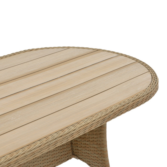 Tραπεζαρία Hadrian-Keir σετ 7τεμ καφέ rattan-μπεζ textilene-καφέ αλουμίνιο 180x90x72εκ **