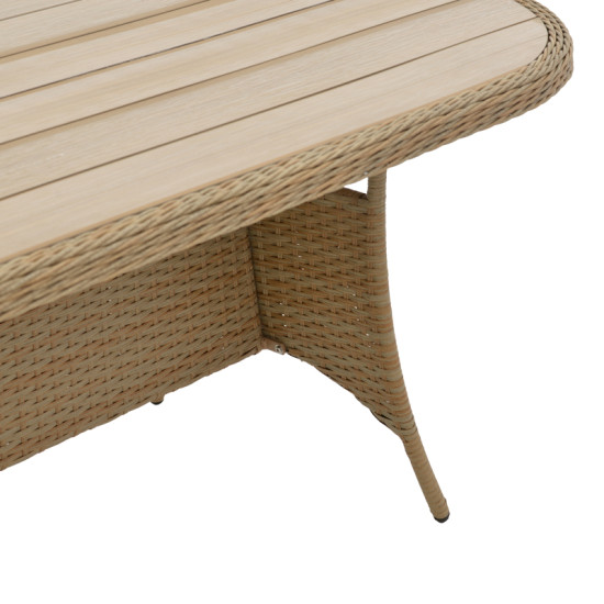 Tραπεζαρία Hadrian-Keir σετ 7τεμ καφέ rattan-μπεζ textilene-καφέ αλουμίνιο 180x90x72εκ **