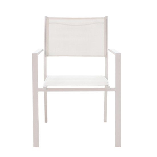 Τραπεζαρία Zacreta- Nares σετ 5τεμ λευκό αλουμίνιο και plywood σε φυσικό χρώμα 180x90x72.5εκ **