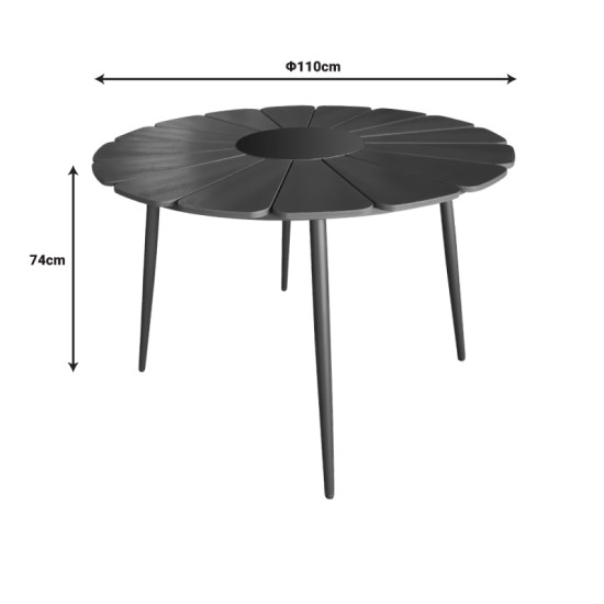 Τραπέζι Pinap μαύρο αλουμίνιο και plywood σε μαύρη απόχρωση Φ110x74εκ **