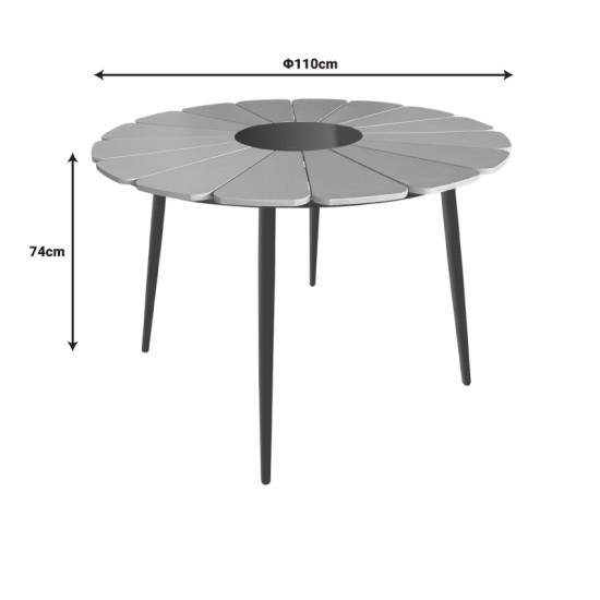 Τραπέζι Pinap μαύρο αλουμίνιο και plywood σε φυσική απόχρωση Φ110x74εκ **