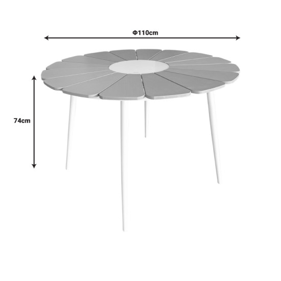 Τραπέζι Pinap λευκό αλουμίνιο και plywood σε φυσική απόχρωση Φ110x74εκ **