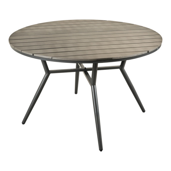 Τραπεζαρία Appa-Moly σετ 5τεμ αλουμίνιο και plywood σε ανθρακί απόχρωση Φ120x74εκ **