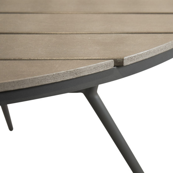 Τραπεζαρία Appa-Moly σετ 5τεμ αλουμίνιο και plywood σε ανθρακί απόχρωση Φ120x74εκ **