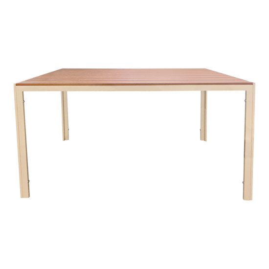 Τραπέζι Nares σαμπανί αλουμίνιο plywood σε φυσική απόχρωση 140x80x72.5εκ **