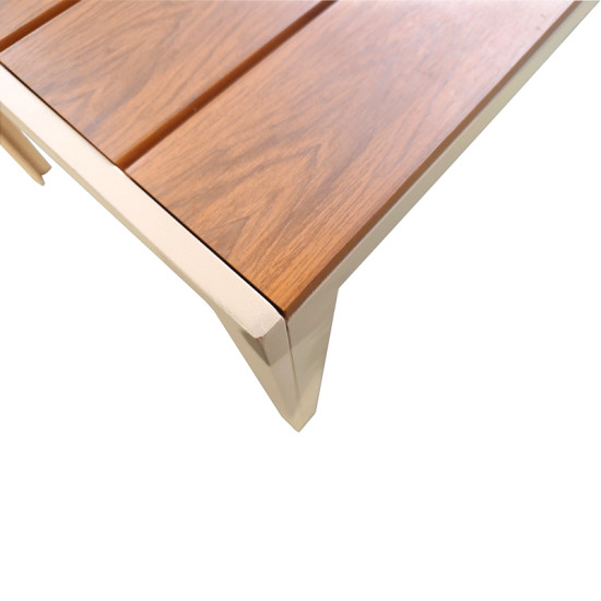 Τραπέζι Nares σαμπανί αλουμίνιο plywood σε φυσική απόχρωση 140x80x72.5εκ **