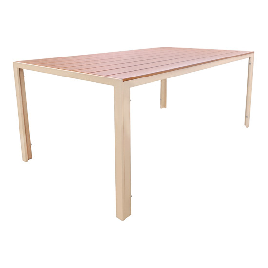 Τραπέζι Nares σαμπανί αλουμίνιο plywood σε φυσική απόχρωση 140x80x72.5εκ **