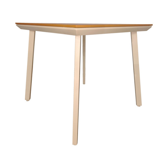 Τραπέζι Synergy αλουμίνιο cappuccino-plywood σε φυσική απόχρωση 80x80x74εκ **