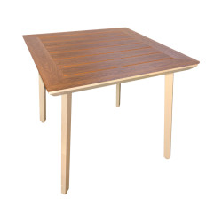 Τραπέζι Synergy αλουμίνιο cappuccino-plywood σε φυσική απόχρωση 80x80x74εκ **
