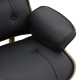 Πολυθρόνα relax Mirto μασίφ ξύλο καρυδί -PU μαύρο 80x80x96.5εκ **