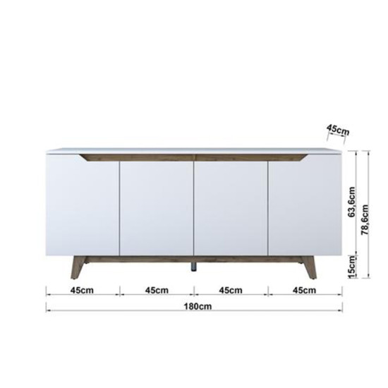 Μπουφές Rafaelo λευκό-καρυδί 180x45x78,5εκ **