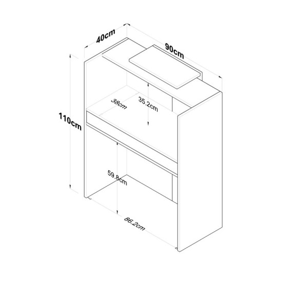 Γραφείο reception Zowel μελαμίνης φυσικό-ανθρακί 90x40x110εκ **