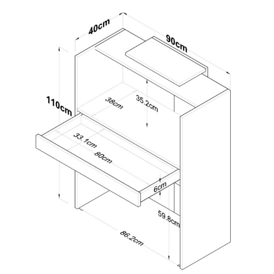 Γραφείο reception Zowel μελαμίνης φυσικό-ανθρακί 90x40x110εκ **