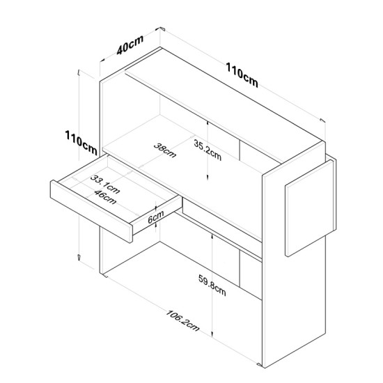 Γραφείο reception Triana μελαμίνης λευκό-ανθρακί 110x40x110εκ **