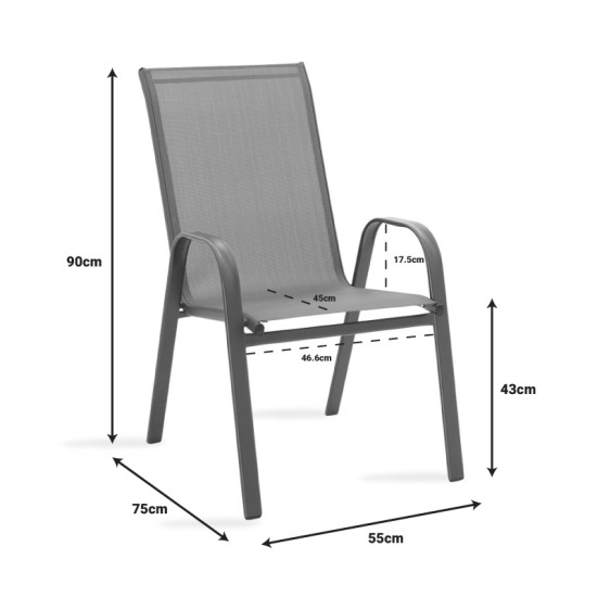 Τραπεζαρία Watson-Calan σετ 3τεμ μέταλλο-textilene καφέ 60x60x70εκ **