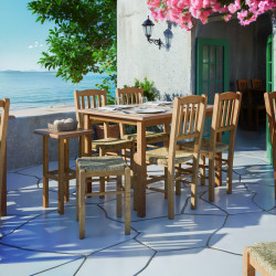 Καρέκλα καφενείου με ψάθα Damnir-Charchie μασίφ ξύλο οξιάς λούστρο καρυδί 41x42x92εκ **