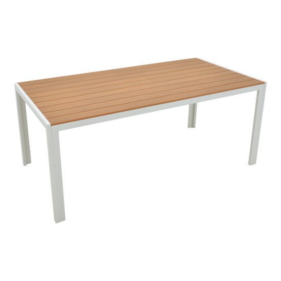 Τραπεζαρία Mabu-Nares σετ 7τεμ λευκό αλουμίνιο και plywood σε φυσικό χρώμα 180x90x72.5εκ **