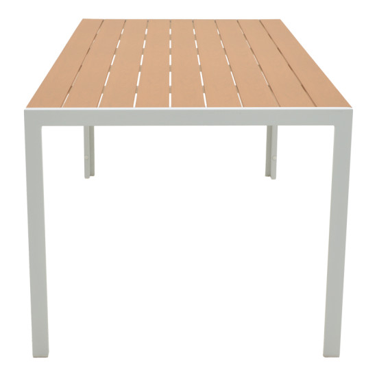 Τραπεζαρία Mabu-Nares σετ 7τεμ λευκό αλουμίνιο και plywood σε φυσικό χρώμα 180x90x72.5εκ **