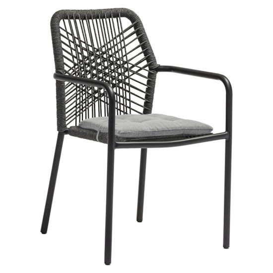 Τραπεζαρία Kliton-Kherson σετ 5τεμ αλουμίνιο σε ανθρακί απόχρωση 80x80x74εκ **