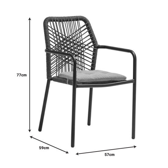 Τραπεζαρία Kliton-Kherson σετ 5τεμ αλουμίνιο σε ανθρακί απόχρωση 80x80x74εκ **