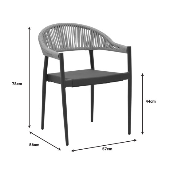 Τραπεζαρία Kliton- Elation σετ 3τεμ αλουμίνιο σε ανθρακί απόχρωση 80x80x74εκ **