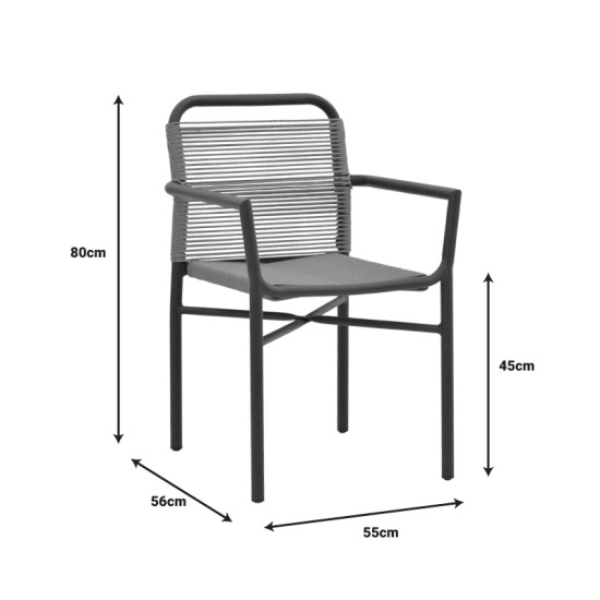 Τραπεζαρία Kliton-Clutch σετ 3τεμ αλουμίνιο σε ανθρακί απόχρωση 80x80x74εκ **