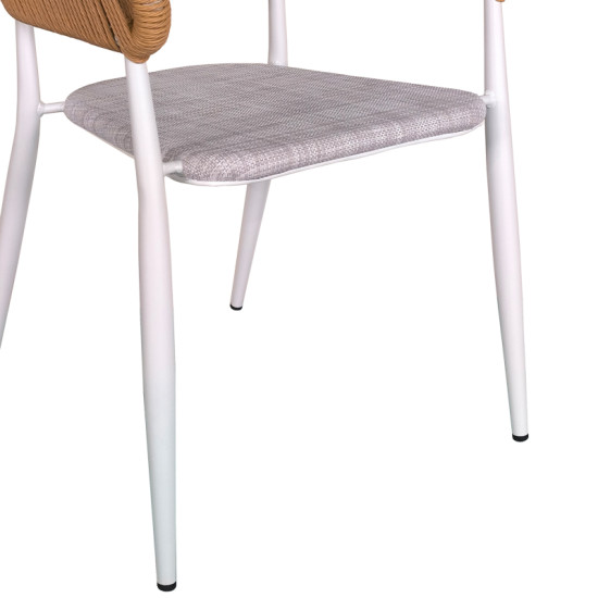 Τραπεζαρία Nares-Raven A σετ 5τεμ λευκό αλουμίνιο και plywood σε φυσική απόχρωση 140x80x72.5εκ **