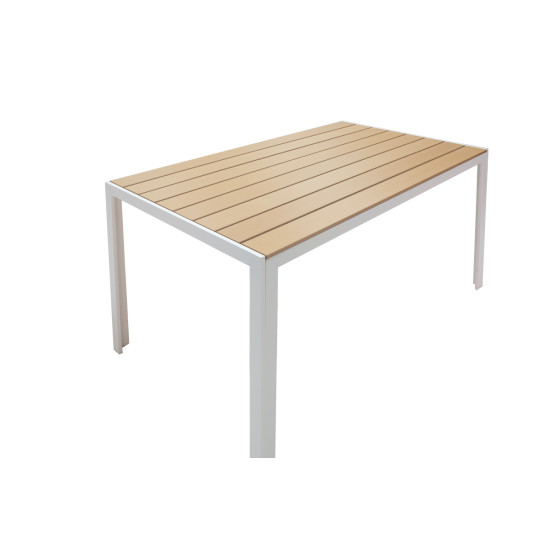 Τραπεζαρία Nares-Pino A σετ 5τεμ λευκό αλουμίνιο και plywood σε φυσική απόχρωση 140x80x72.5εκ **