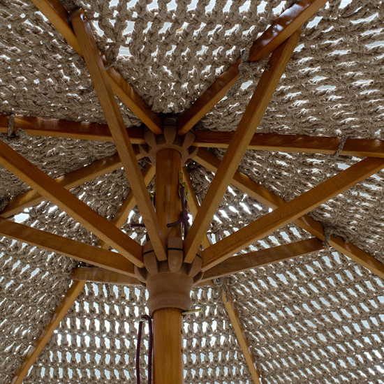 Ομπρέλα επαγγελματική Renny μπεζ μακραμέ-ξύλο οξιάς Φ2.5m