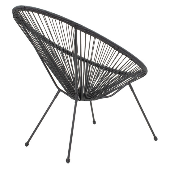 Πολυθρόνα Acapulco μεταλλο-pe rattan σε μαύρη απόχρωση 68.5x74.5x84εκ **