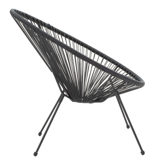 Πολυθρόνα Acapulco μεταλλο-pe rattan σε μαύρη απόχρωση 68.5x74.5x84εκ **
