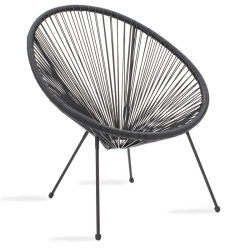 Πολυθρόνα Acapulco μεταλλο-pe rattan σε μαύρη απόχρωση 68.5x74.5x84εκ **