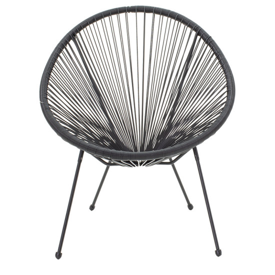 Πολυθρόνα Acapulco μεταλλο-pe rattan σε μαύρη απόχρωση 68.5x74.5x84εκ **