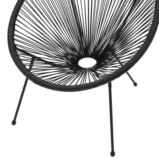 Πολυθρόνα Acapulco μεταλλο-pe rattan σε μαύρη απόχρωση 68.5x74.5x84εκ **